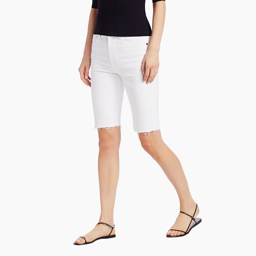 Frame White Bermuda Denim Shorts with Tailored Fit
